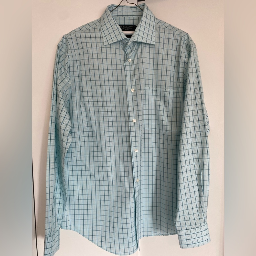 Bloomingdale’s blue plaid button down